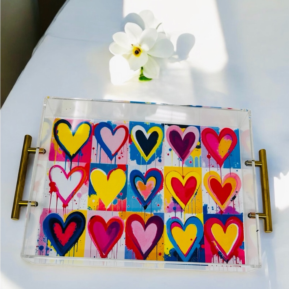 New Colorful Heart Acrylic Tray
